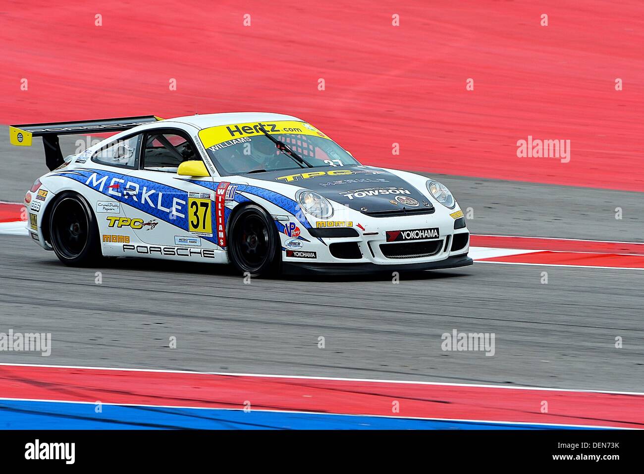Austin, TX, USA. 21. September 2013. 21. September 2013. David Williams / Annapolis, MD (M) von TPC Racing fahren Porsche 997 2009 während der IMSA GT3 Cup Challenge Rennen 2 am International Sports Car Wochenende in Austin, TX. Bildnachweis: Csm/Alamy Live-Nachrichten Stockfoto