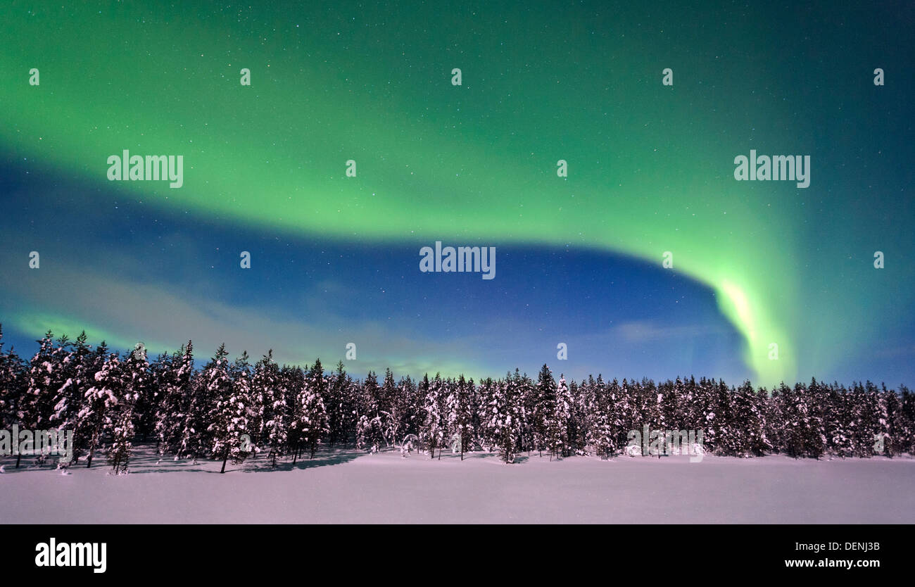 Nordlicht oder Aurora Borealis in Nordfinnland. Stockfoto