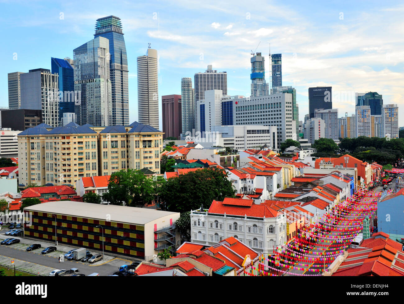 Skyline von Singapur - alt- und Neubau Stockfoto
