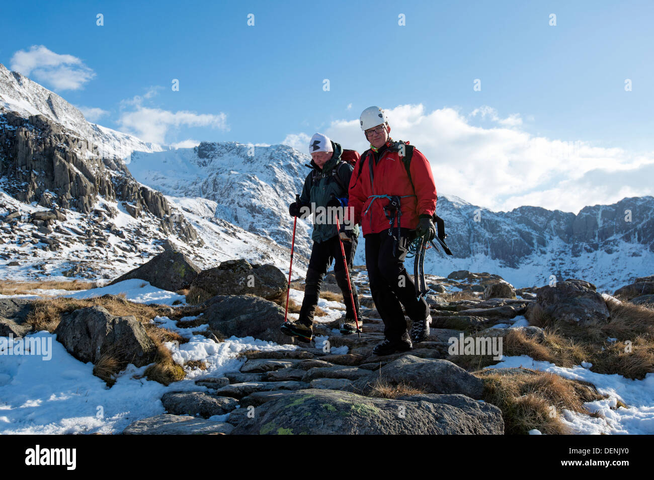 Wanderer in den Glyderau, Snowdonia National Park, North Wales, UK Stockfoto