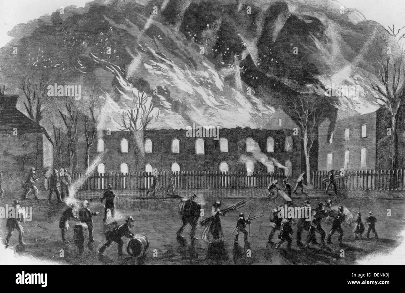 Das Verbrennen von den Vereinigten Staaten Arsenal an Harpers Fähre, Virginia 22:00 18. April 1861 Stockfoto