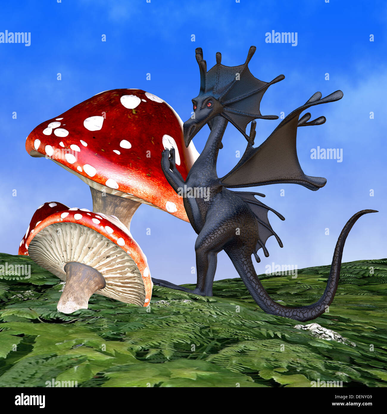 Ein Geschöpf von Mythos und Phantasie die faerie Dragon ist ein freundliches Tier mit Hörnern und Flügel. Stockfoto