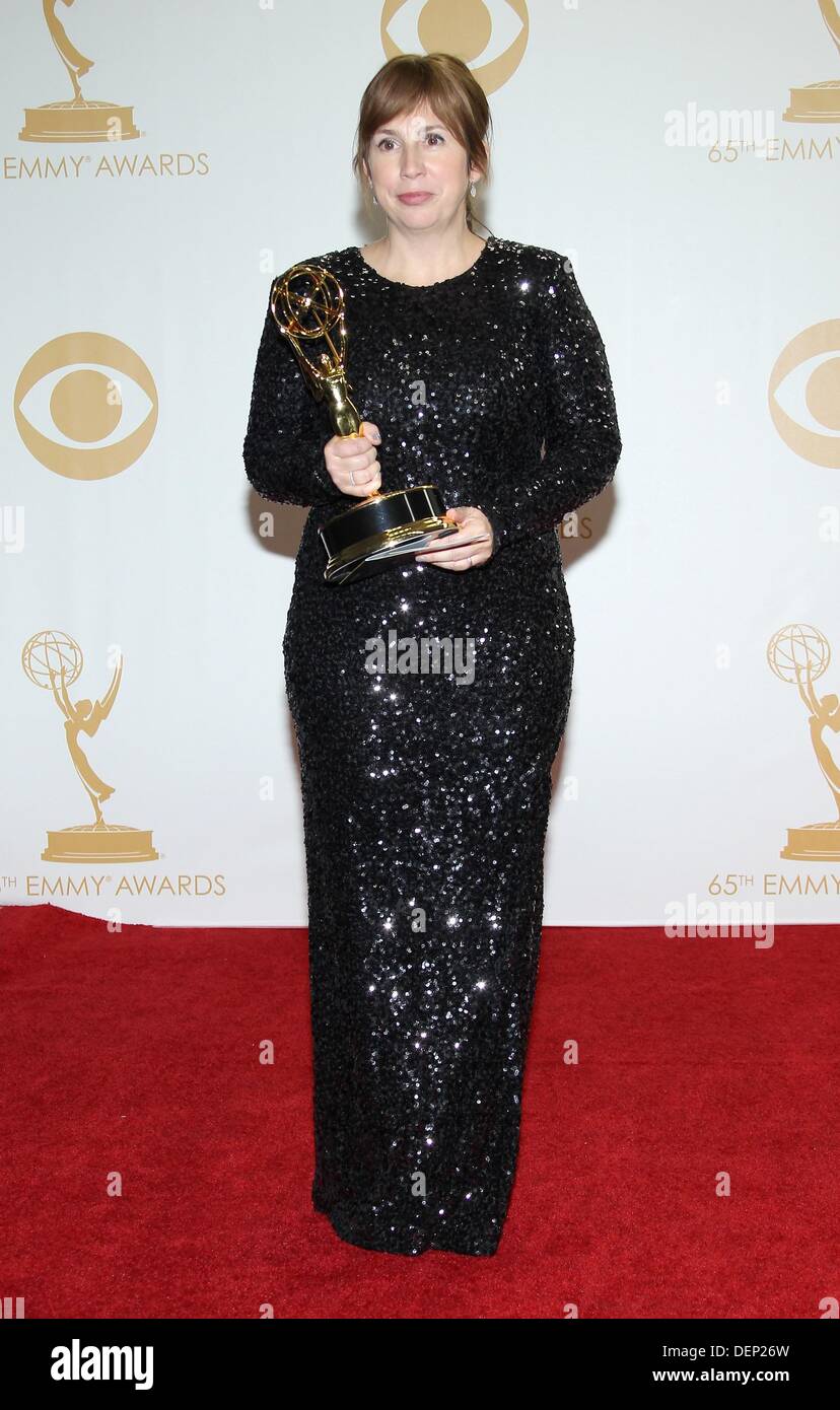 Los Angeles, CA. 22. September 2013. Abi Morgan, schreiben – Miniserie, Film oder eine dramatische Special, der Stunde im Presseraum der 65. Primetime Emmy Awards - PRESS ROOM, Nokia Theatre L.A. Live, Los Angeles, CA 22. September 2013. Bildnachweis: James Atoa/Everett Collection/Alamy Live-Nachrichten Stockfoto