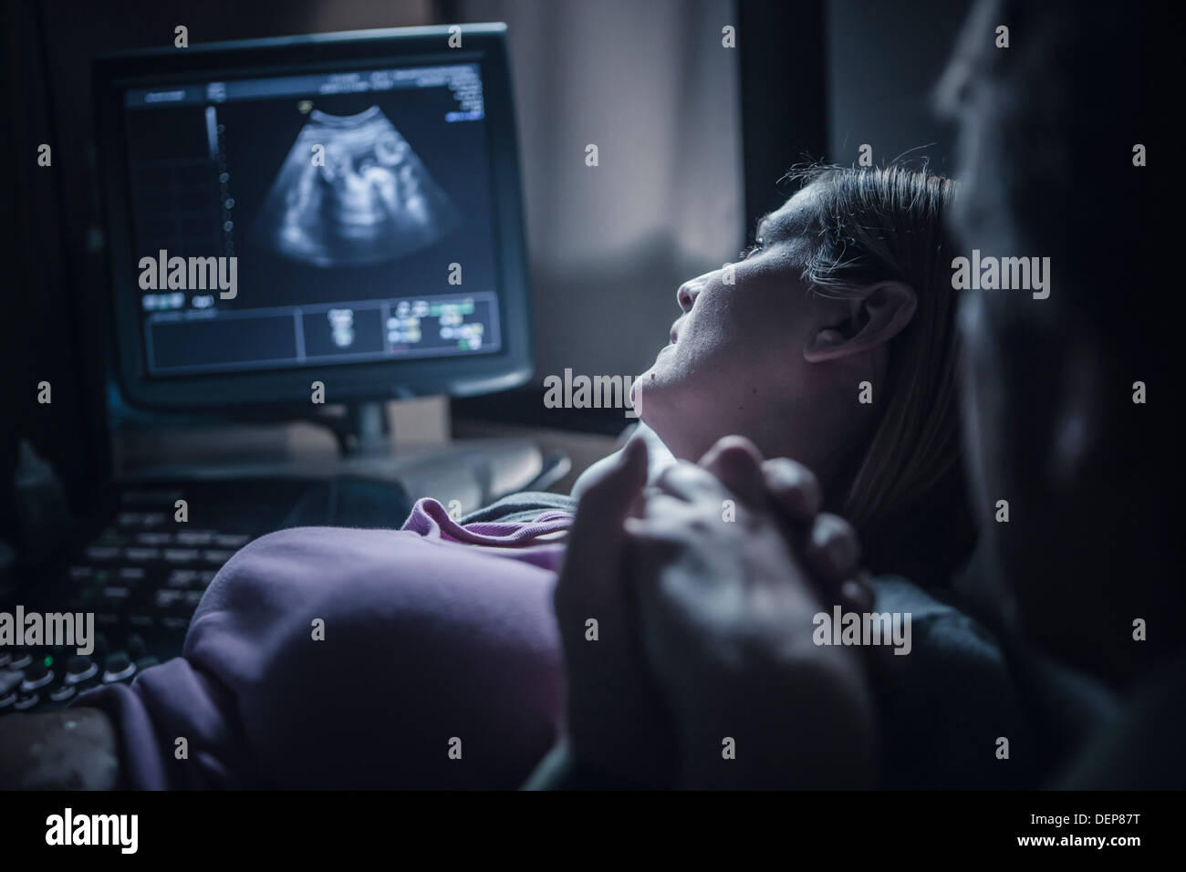 Schwangere Paare, Sonogramm Stockfoto