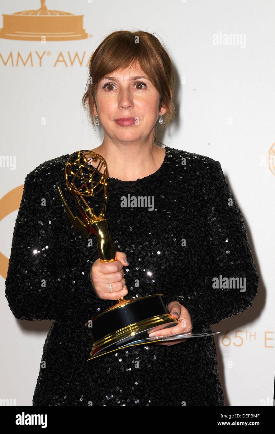 Los Angeles, Kalifornien, USA. 22. September 2013. Abi Morgan Teilnahme an 65. Primtime Emmy Awards-Presseraum statt im Nokia Theatre in Los Angeles, Kalifornien am 22. September 2013. 2013-Credit: D. Long/Globe Photos/ZUMAPRESS.com/Alamy Live-Nachrichten Stockfoto