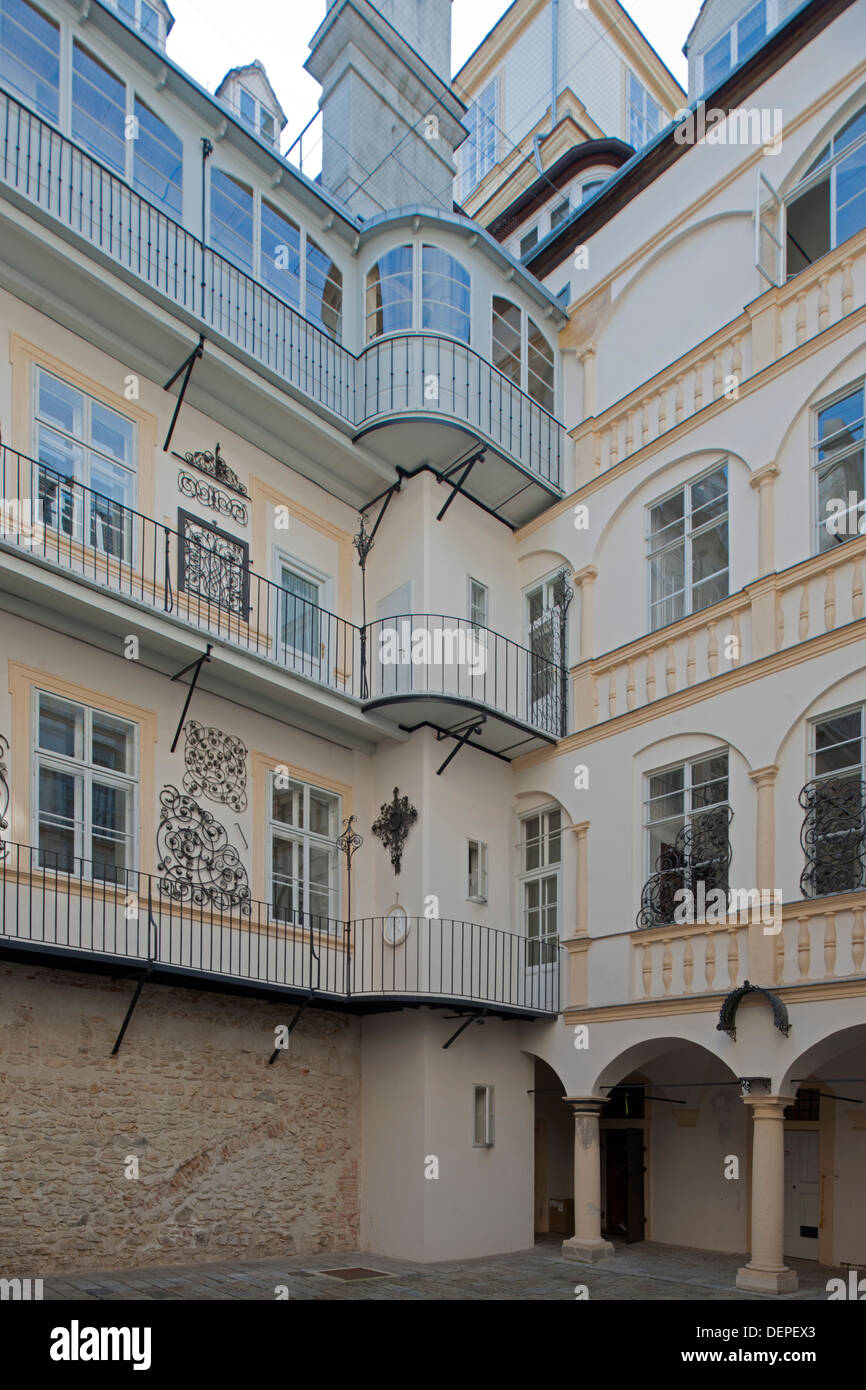 Österreich, Wien 1, Bäckergasse 7, Schöner Alt-Wiener Hof. Stockfoto