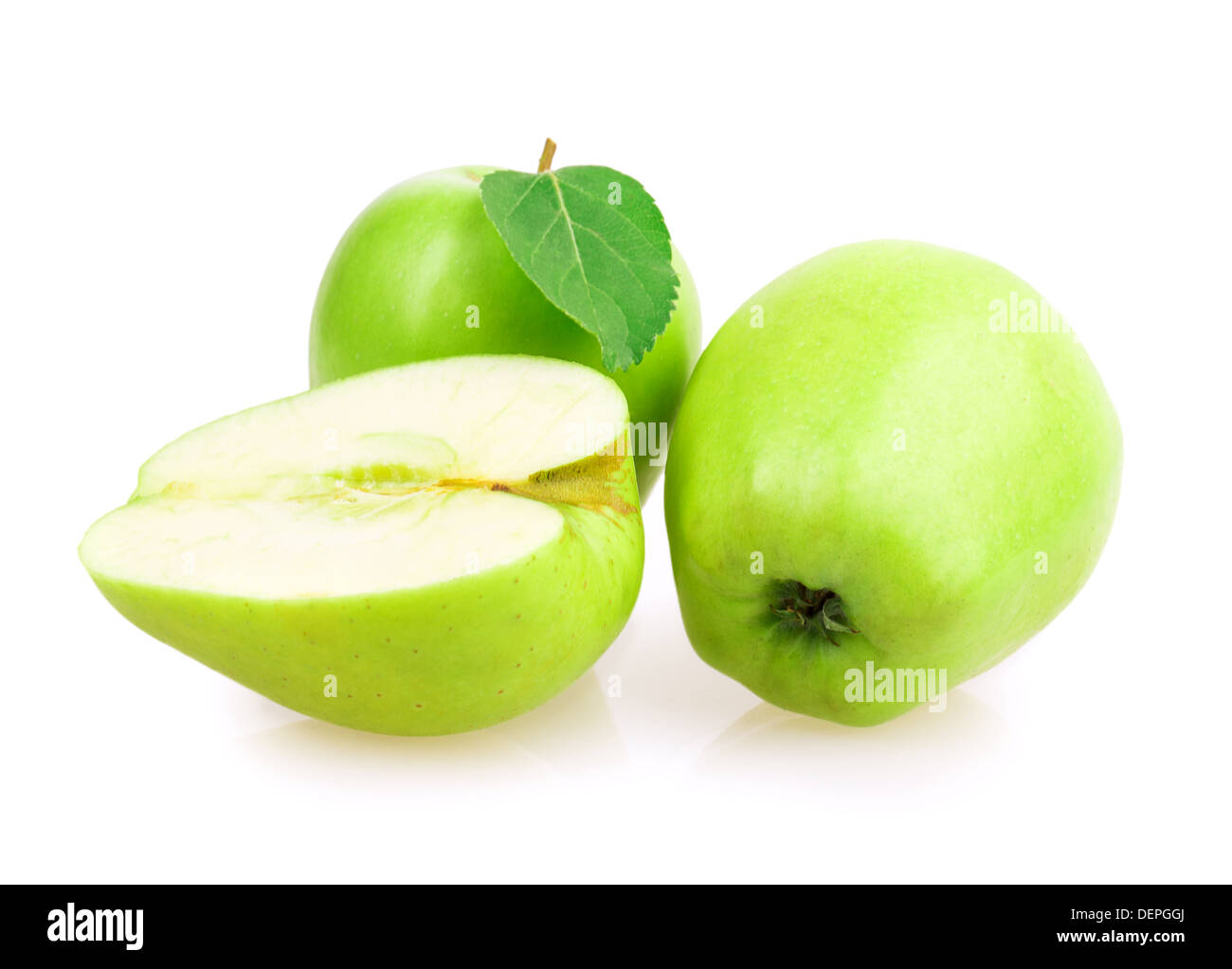Apfel in Scheiben geschnitten isolierten auf weißen Hintergrund Stockfoto