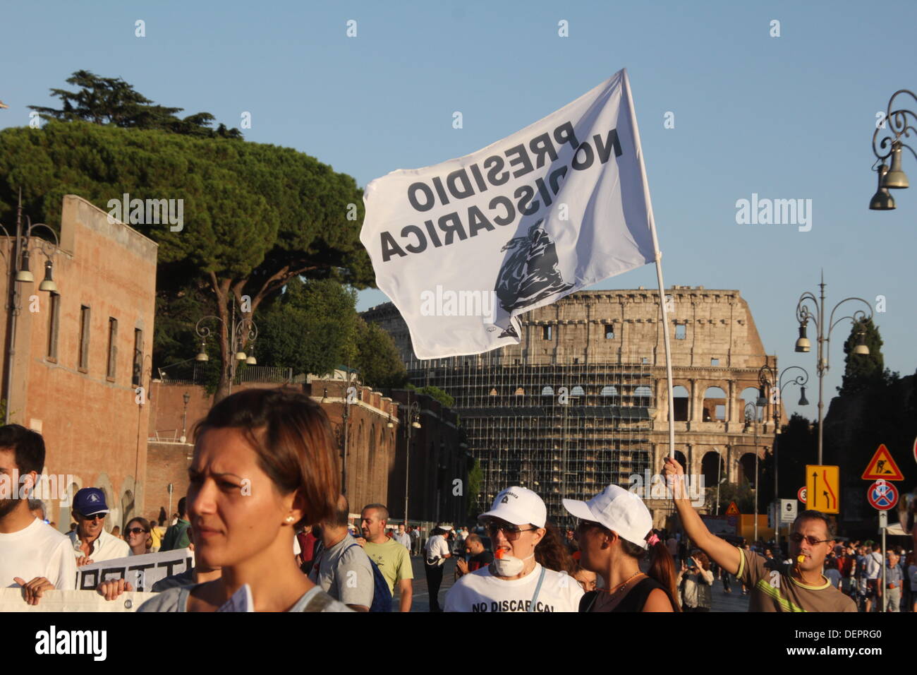 Rom, Italien. 21. September 2013. Protest gegen die Deponie bei Divino Amore Falcognana Bereich, Rom, Italien: Gari Wyn Williams / Alamy Live News Stockfoto