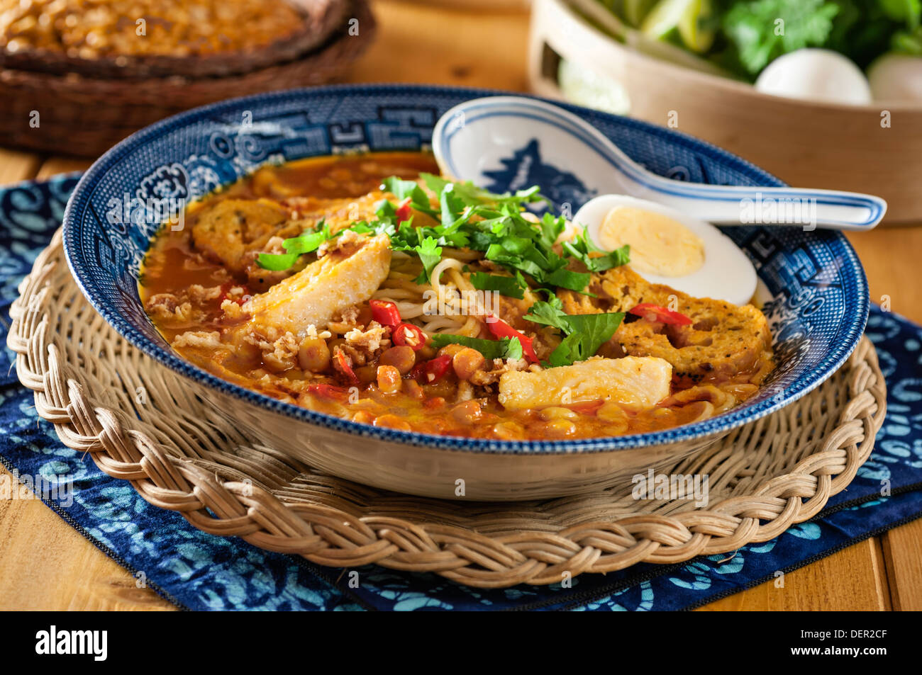 Mohinga Fisch und Nudelsuppe Burma Myanmar Stockfoto