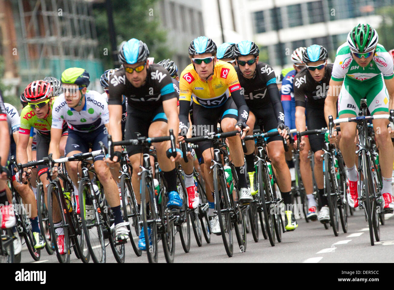 Sir Bradley Wiggins Reiten für Sky Team auf seinem Weg zum Gewinn der Tour of Britain. Dies war die letzte Etappe des Rennens. Stockfoto