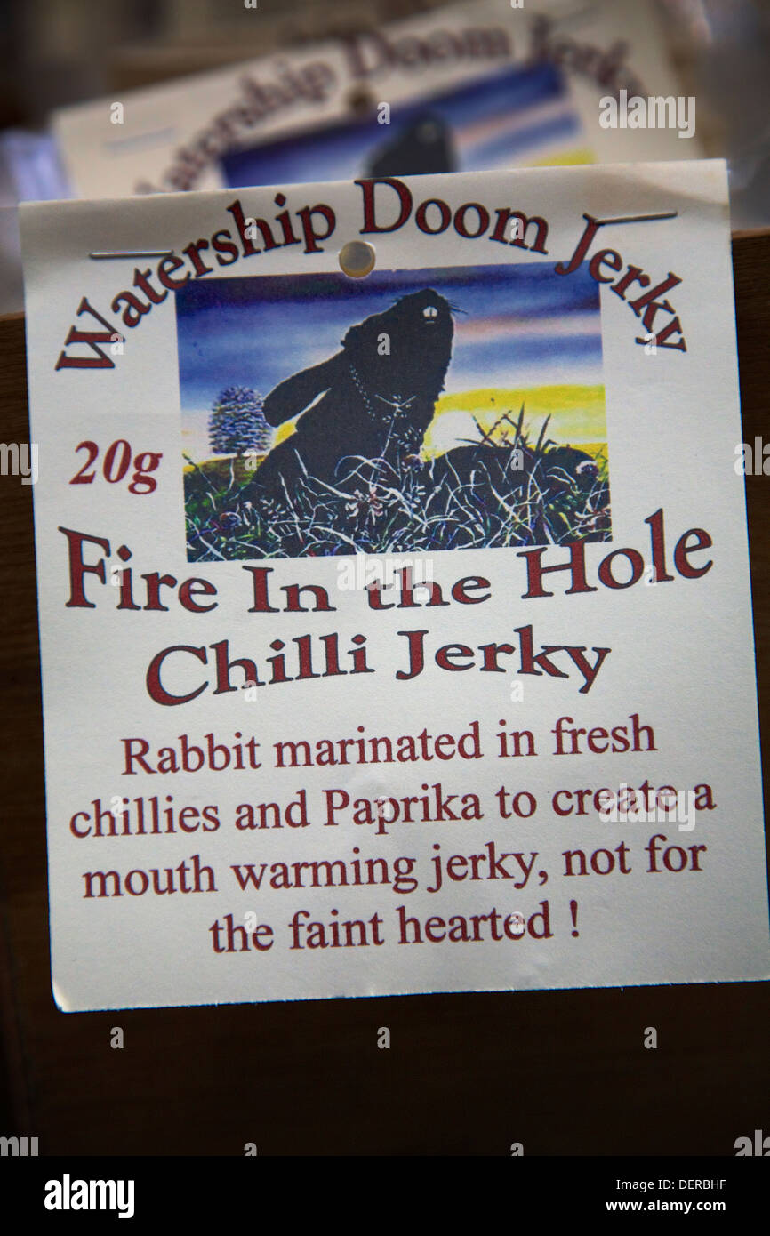 "Fire in the Hole" Kaninchen ruckartige Abergavenny Food Festival Stockfoto