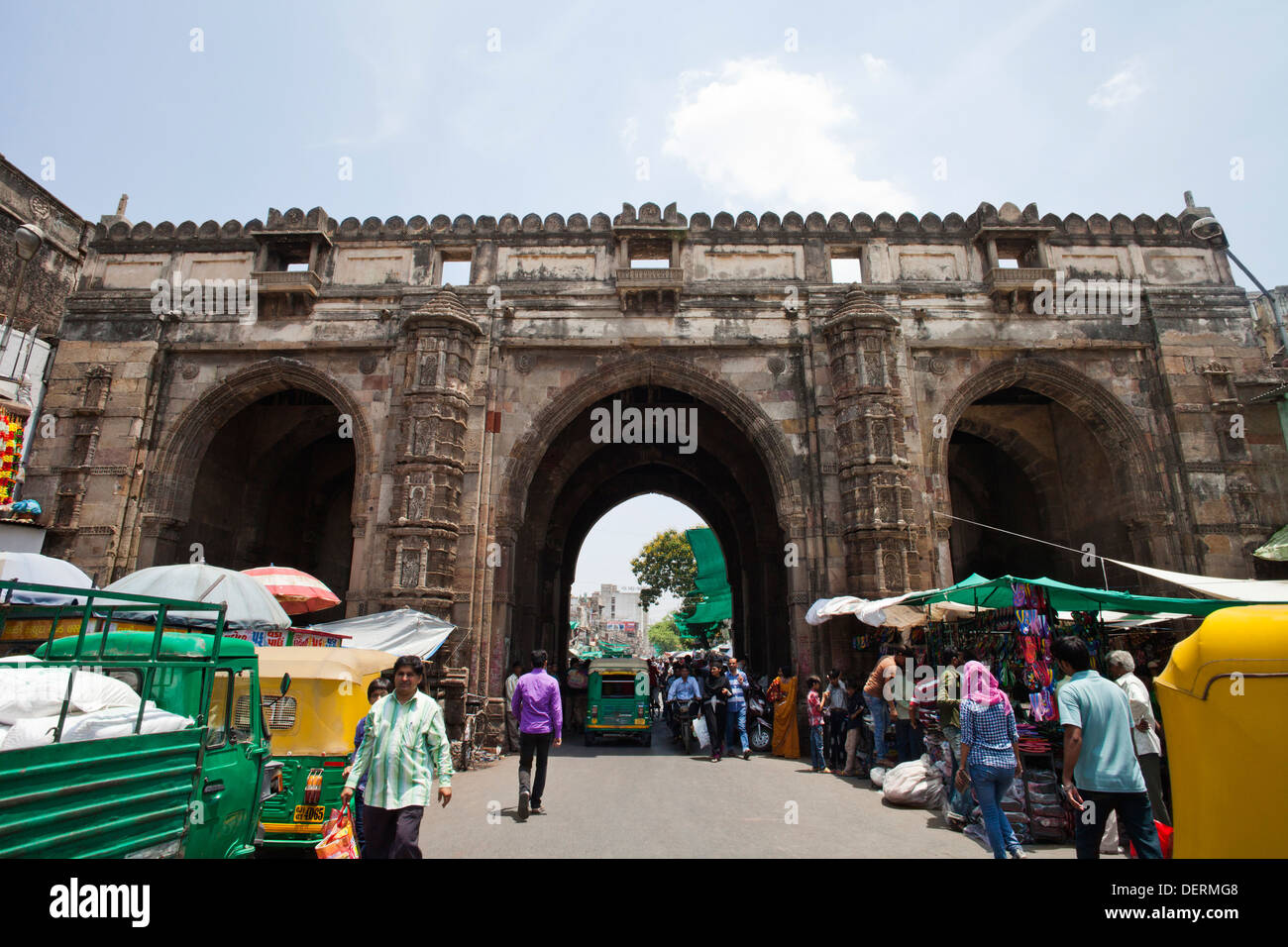 Teen Darwaza, Bhadra Fort, Ahmedabad, Gujarat, Indien Stockfoto