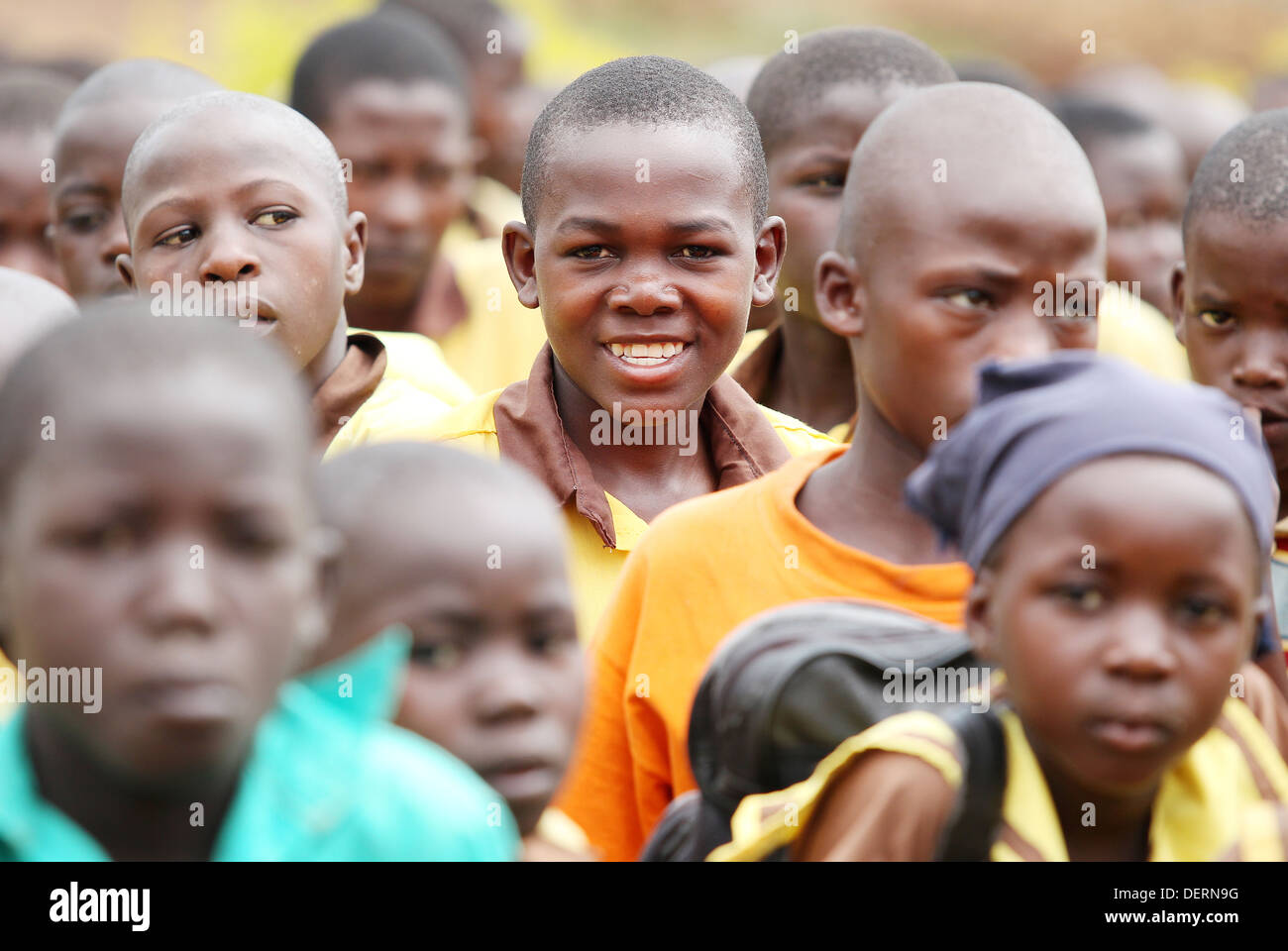 Schulkinder in der Mawale Gegend des Bezirks Luwero in Zentraluganda. Stockfoto