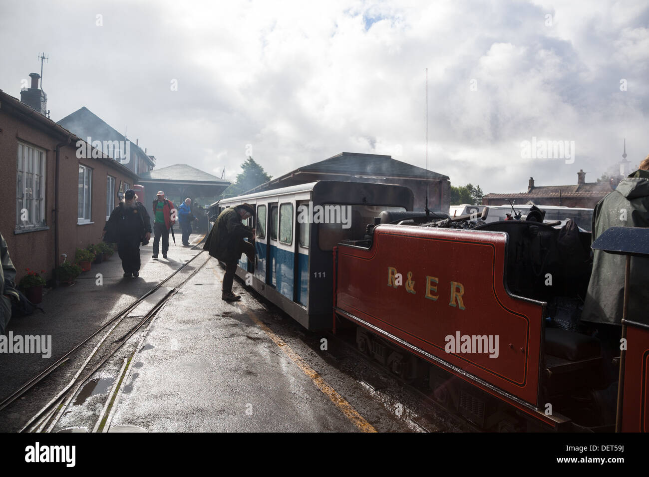 Ansicht von Ravenglass und Eskdale Miniatur-Eisenbahn Stockfoto