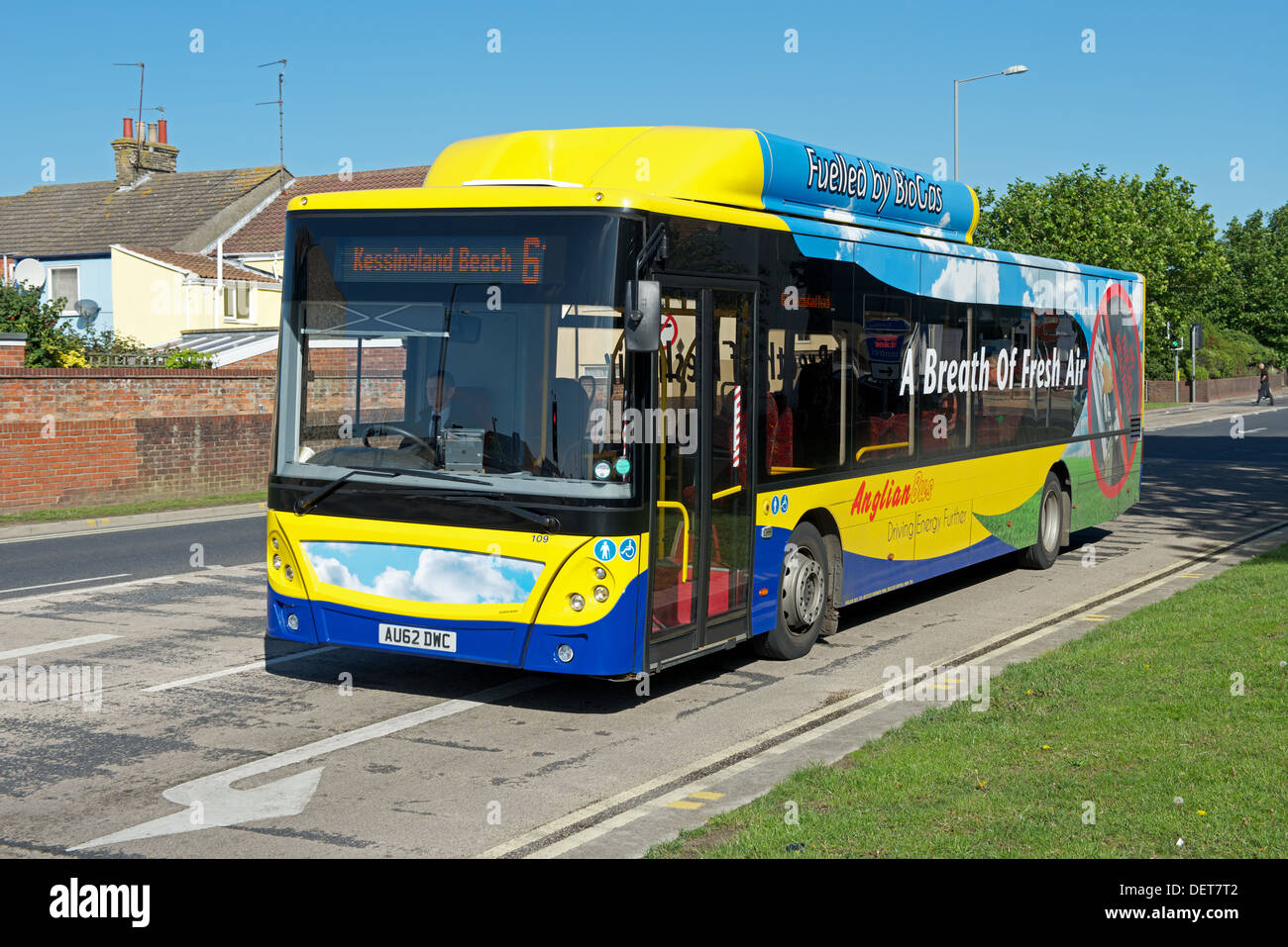 Bus fährt mit biogas Stockfoto