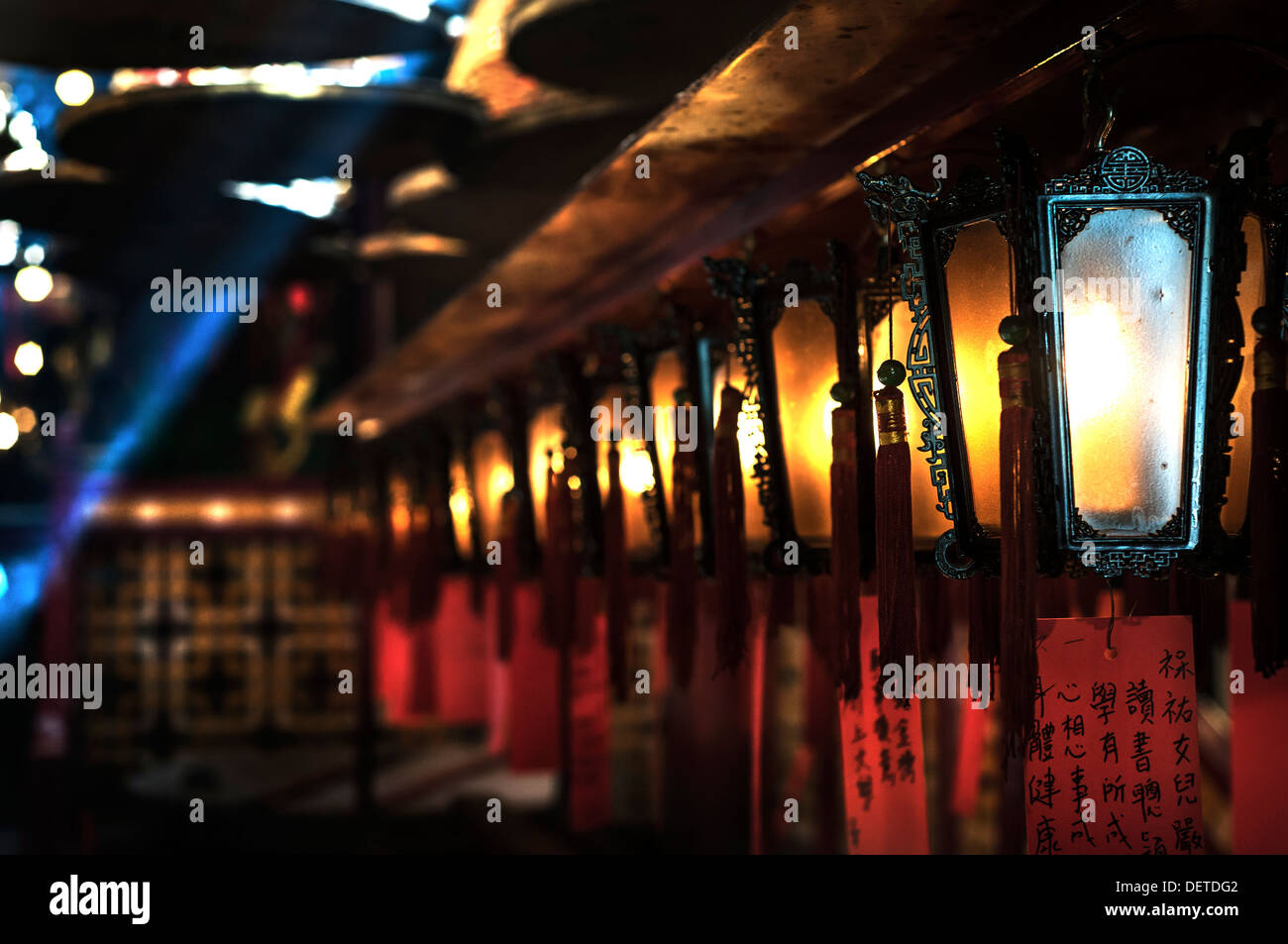 Laternen, Man Mo Tempel, Hongkong Stockfoto