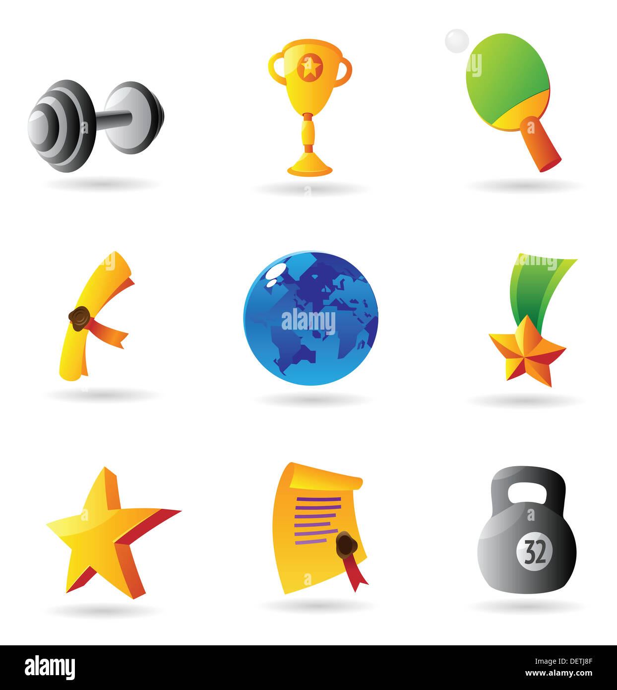 Symbole für Sport und Auszeichnungen. Stockfoto