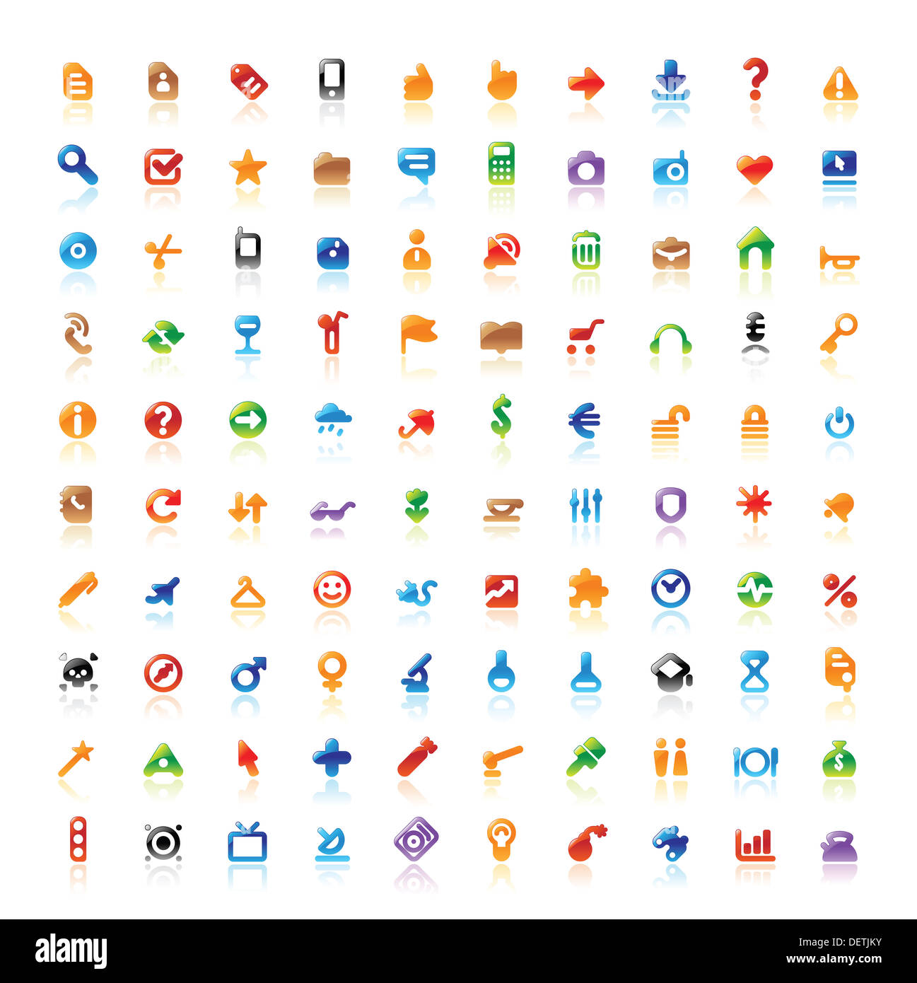 Set von 100 perfekte Designer Icons für Web, Business, Medien und Freizeit. Stockfoto