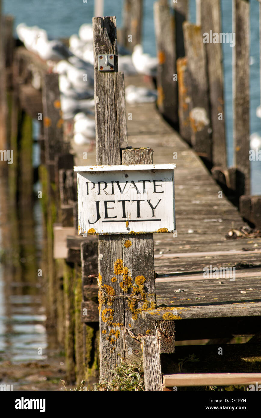 Private Anlegestelle Zeichen, Bosham Hafen Stockfoto