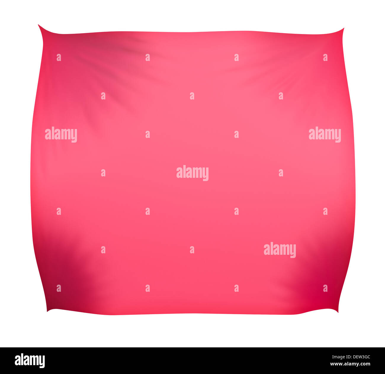 Rote Banner mit Falten - isoliert auf weißem Hintergrund Stockfoto