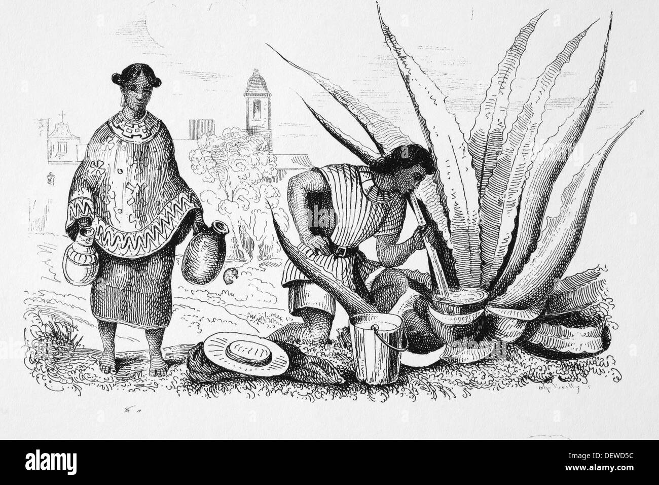 Amerika. Mexiko. Ureinwohner im Süden Mexikos, um 1840. Gravur. Stockfoto