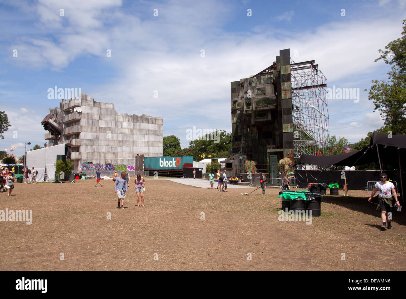 Block 9 Bereich am Glastonbury Festival 2013. Somerset, England, Vereinigtes Königreich. Stockfoto