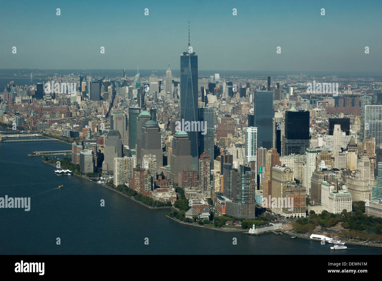 Aerial Skyline Der Innenstadt New York Hafen New York City Usa Stockfotografie Alamy