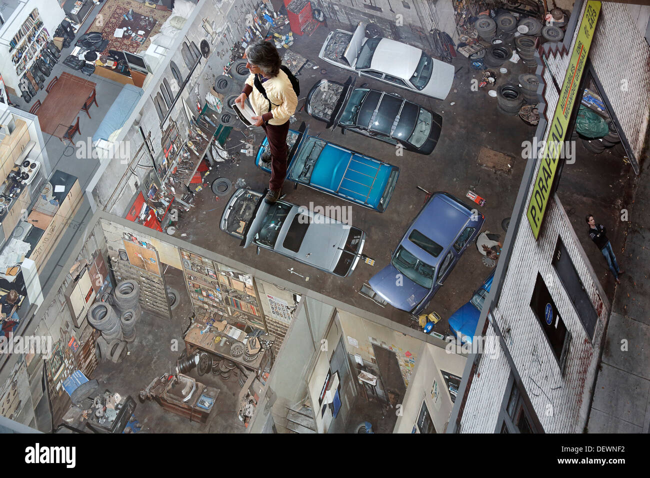 Kunstwerk auf dem Boden des Musée De La Gaspésie, Gaspé, Québec Stockfoto