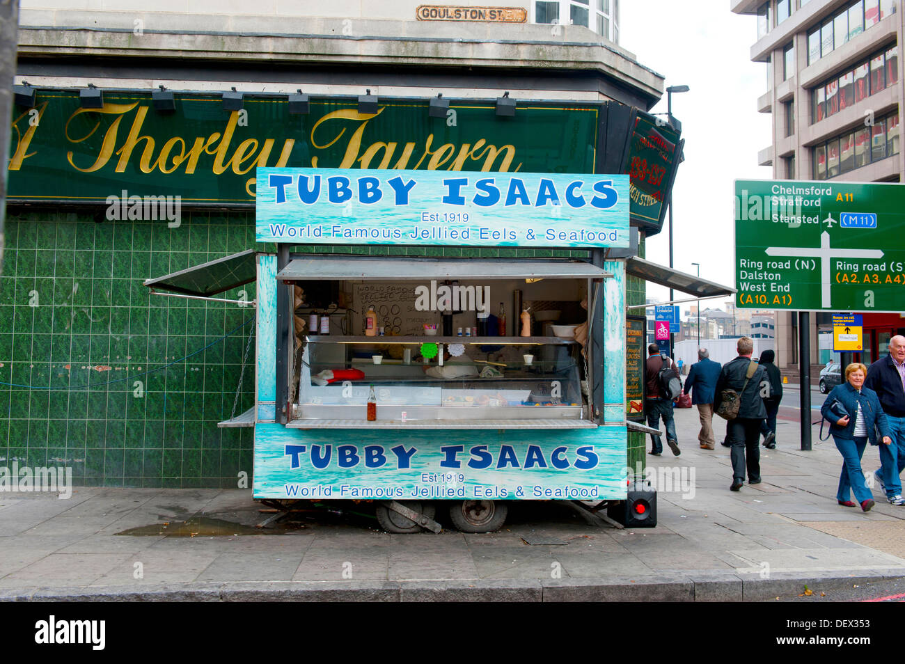 Tubby Isaacs Sülze Aal Stall, Aldgate, London, UK Stockfoto