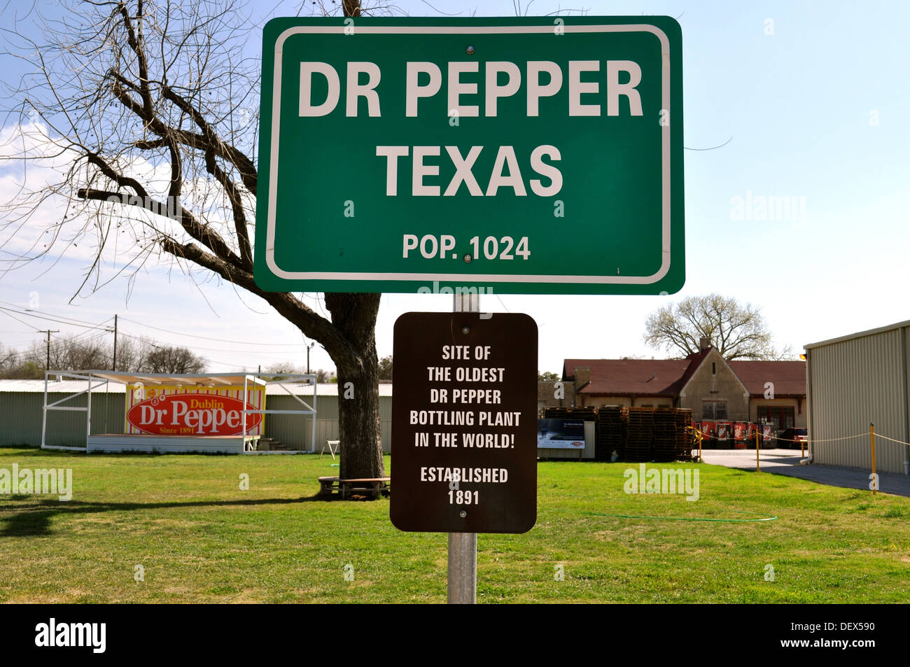 Schild Dr Pepper Texas Stockfoto