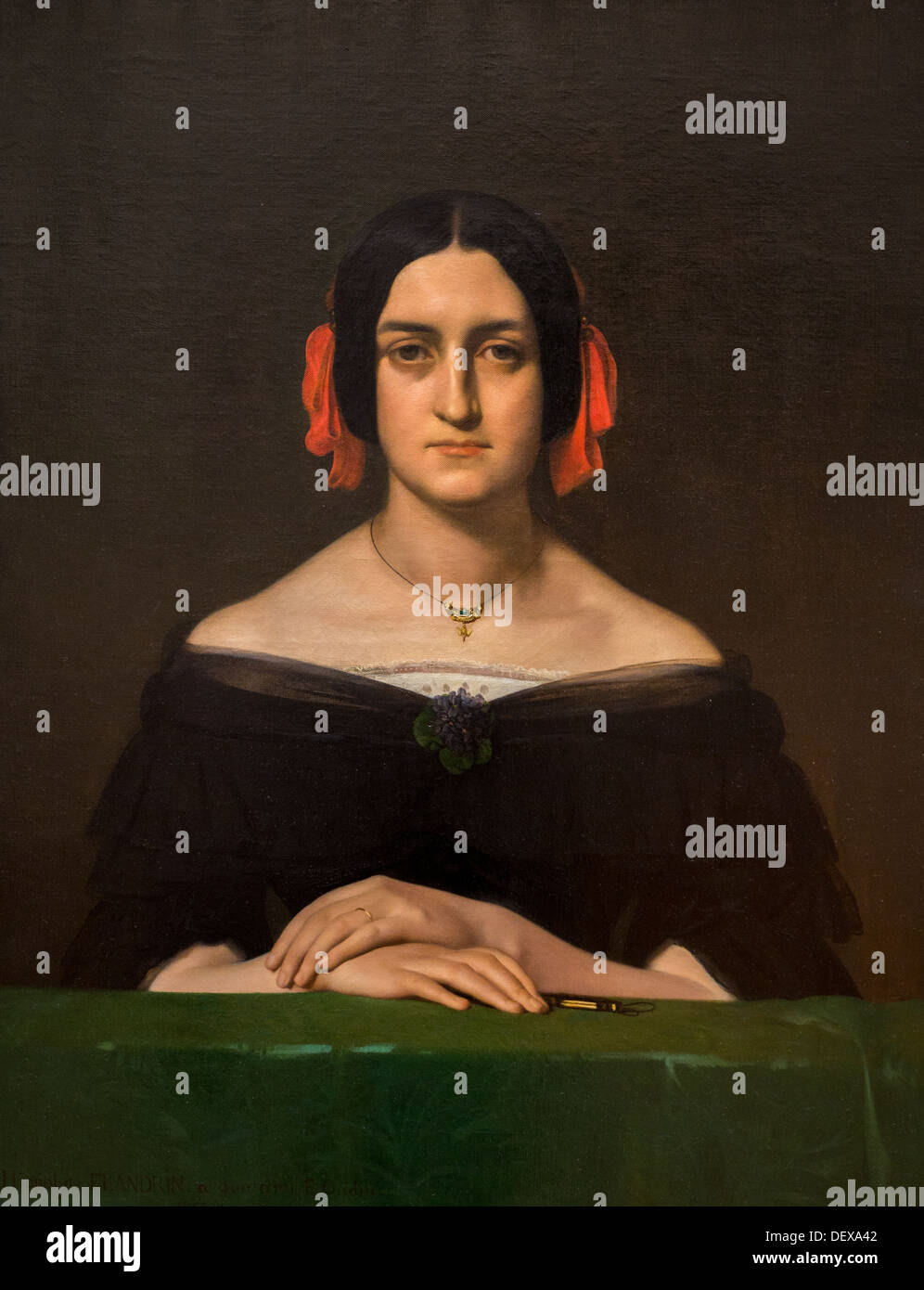 19. Jahrhundert - Mrs Eugene Oudiné, 1840 - Hippolyte Flandrin Philippe Sauvan-Magnet / aktive Museum Öl auf Leinwand Stockfoto