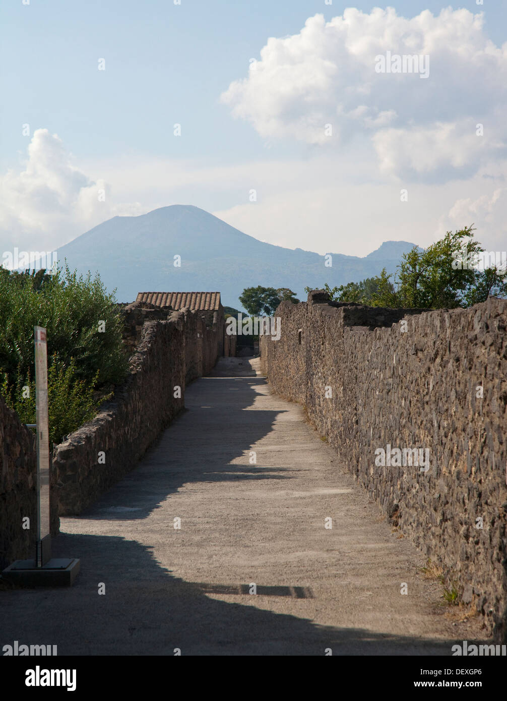 Ein Blick auf den Vesuv von ein analytisch reflektierenden Punkt in Pompeji Stockfoto