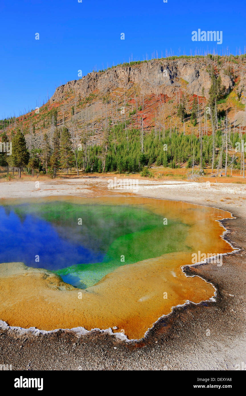 Emerald Pool, heißen Frühling, schwarzen Sand Basin, Yellowstone-Nationalpark, Wyoming, USA Stockfoto