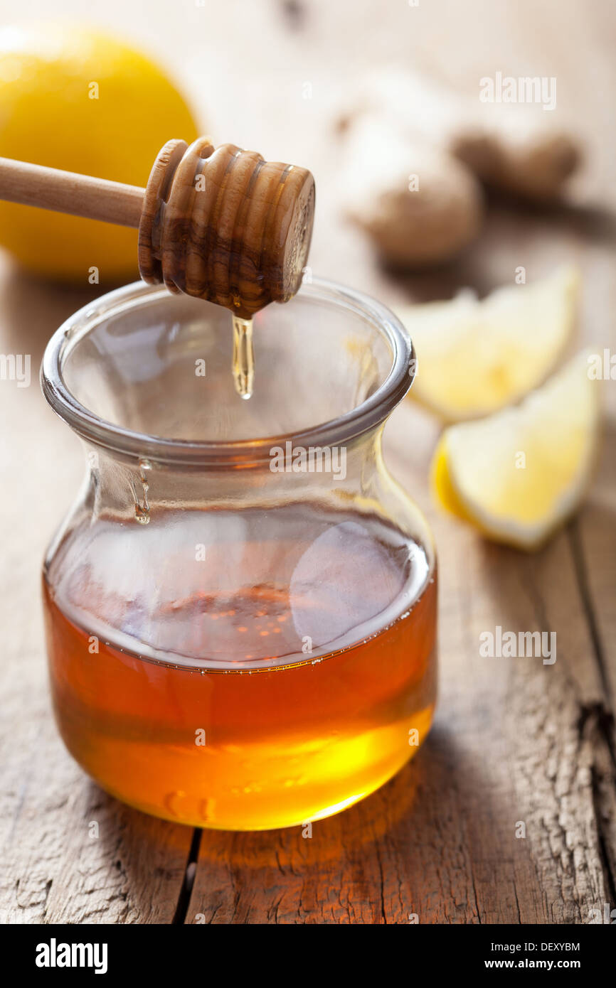 Honig-Zitrone und Ingwer Stockfoto