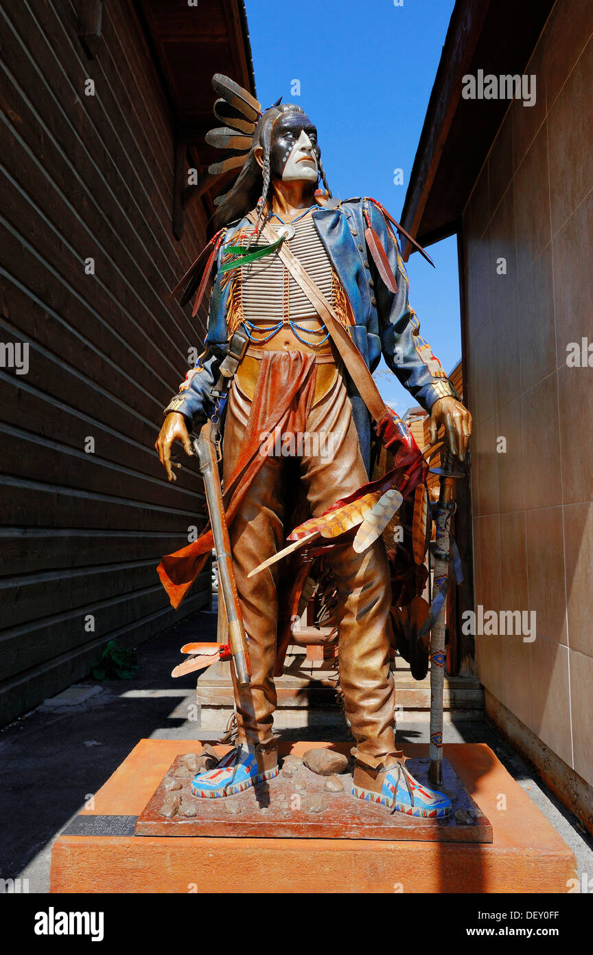 Indische Statue in Jackson, Wyoming, USA, PublicGround Stockfoto