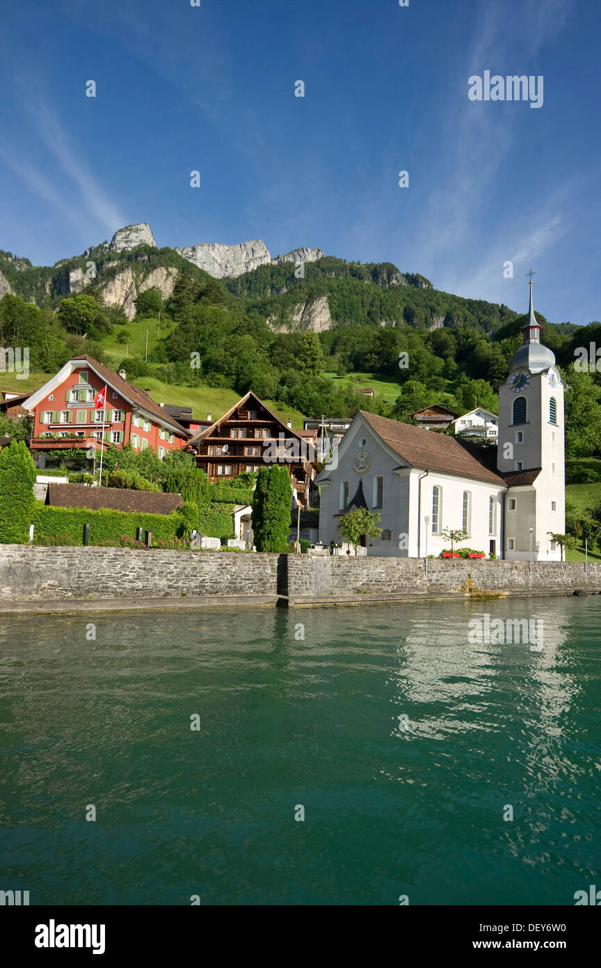 Bauen, Vierwaldstättersee, Kanton Uri, Schweiz, Europa Stockfoto