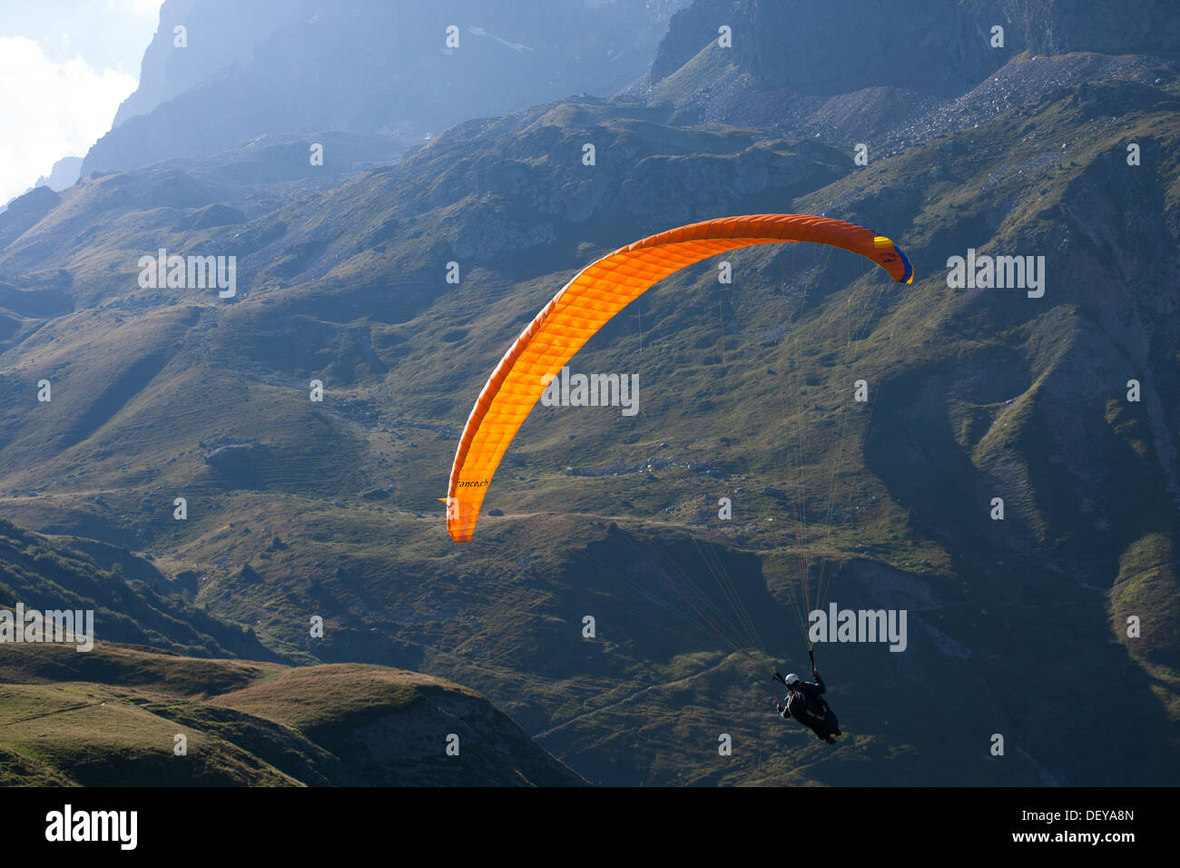 Vallee du Glandon Drachenfliegen Rhone-Alpes Frankreich Stockfoto