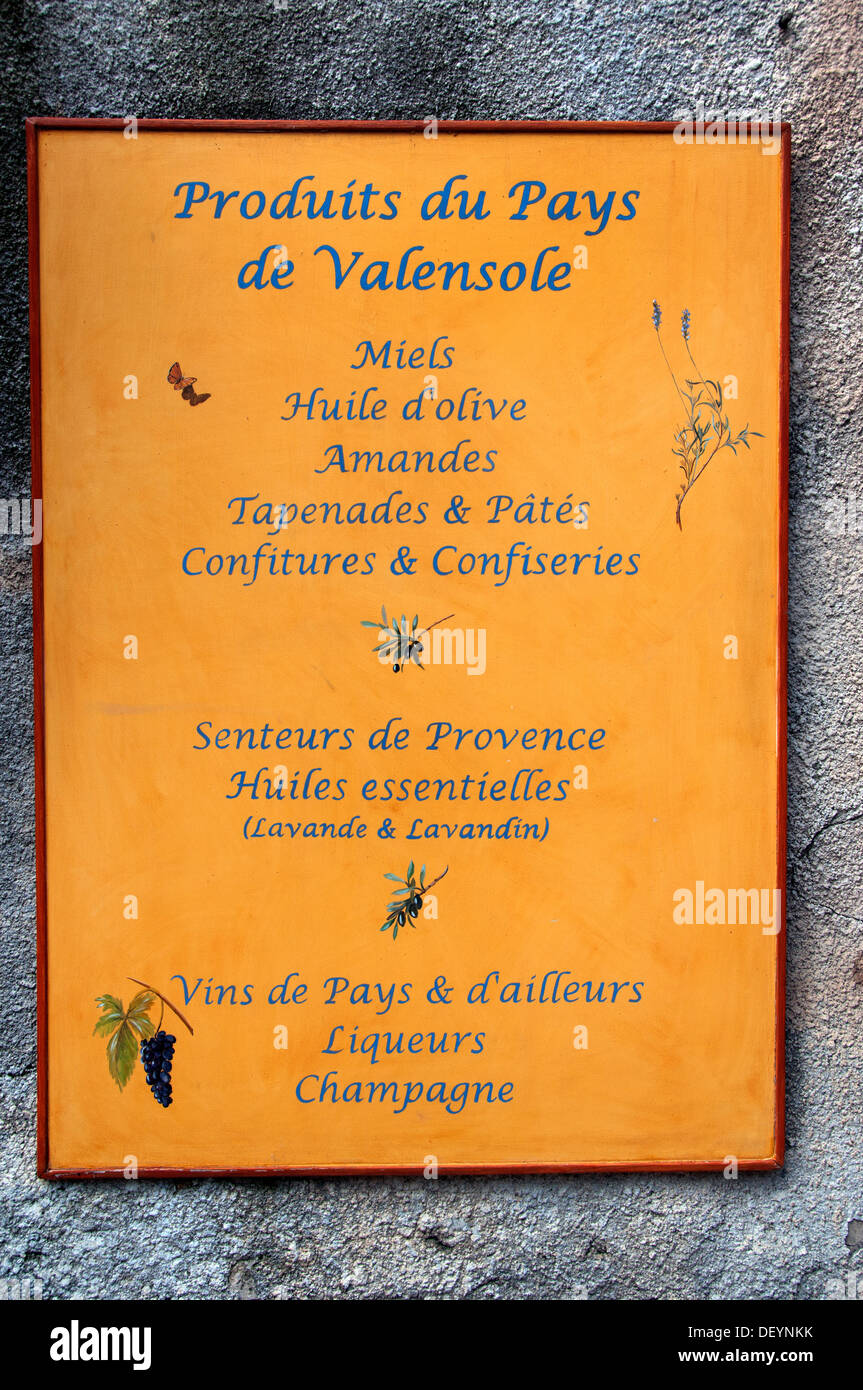Produkte du Pays de Valensole Zeichen Supermarkt Frankreich Französisch Stockfoto