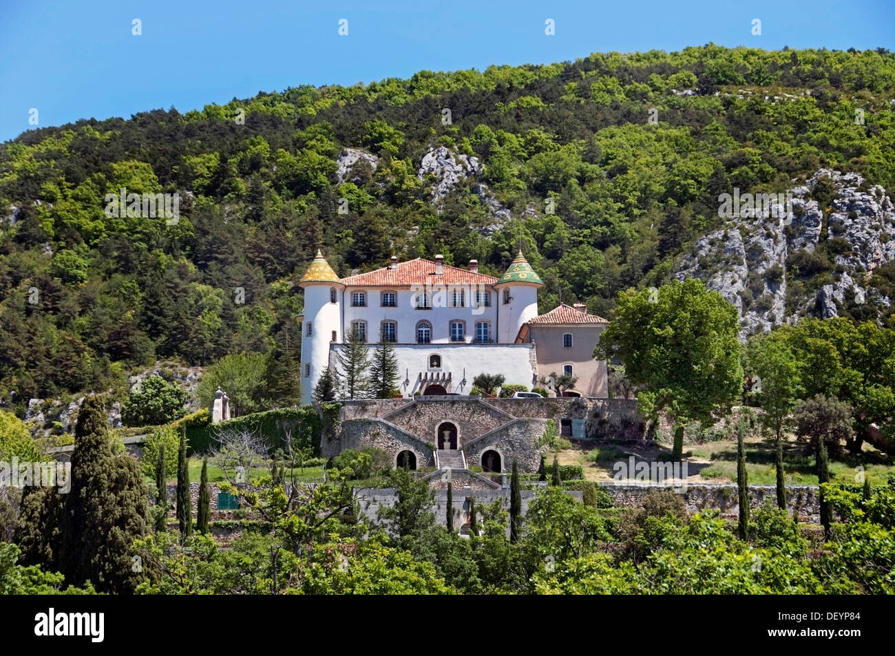 Château de Trigance St Croix See Les Gorges du Verdon Provence Frankreich Stockfoto