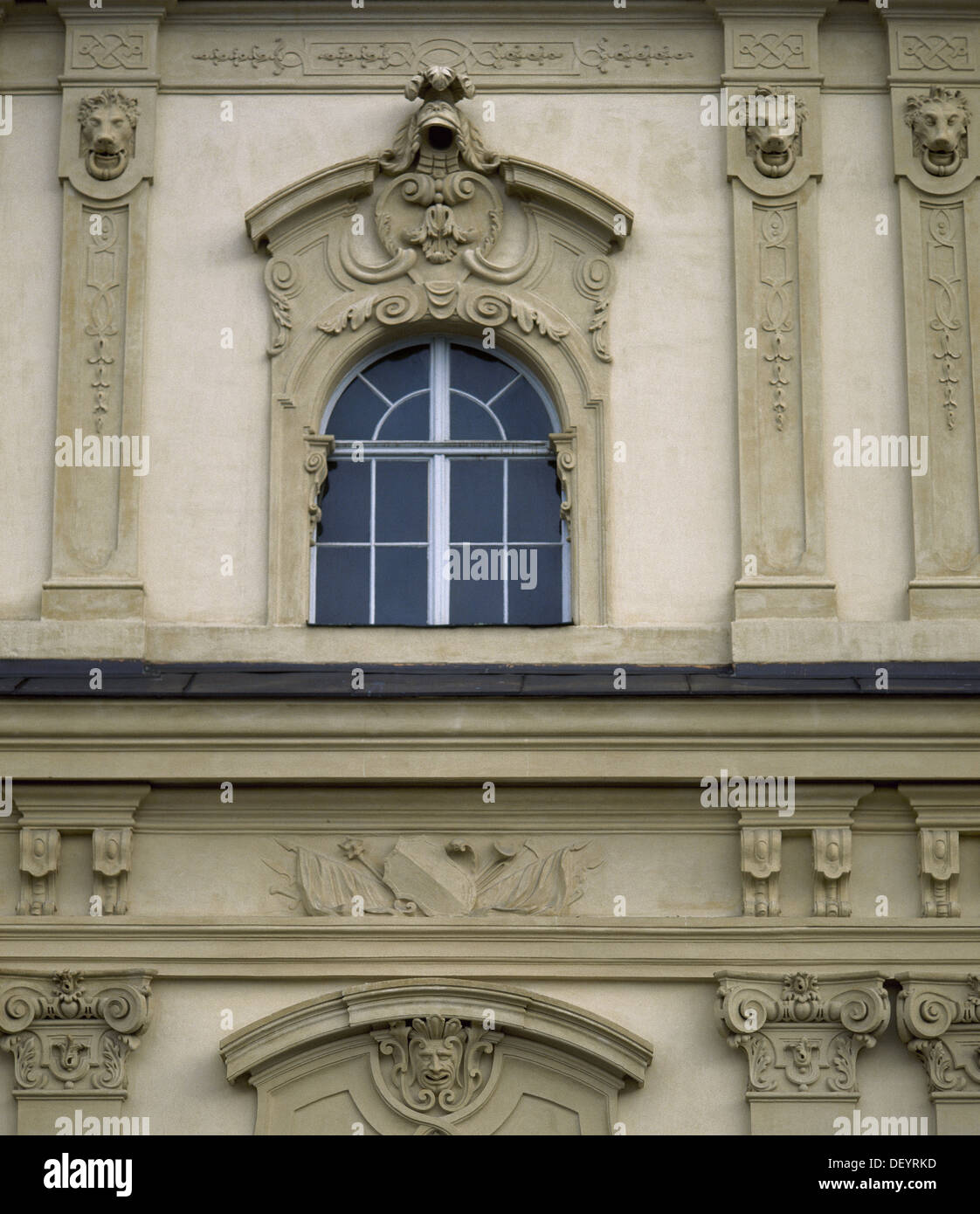 Belvedere. Unteres Belvedere. 1714-1716. erbaut von Johann Lukas von Hildebrandt (1668-1745). Detail der Fassade. Wien. Österreich. Stockfoto