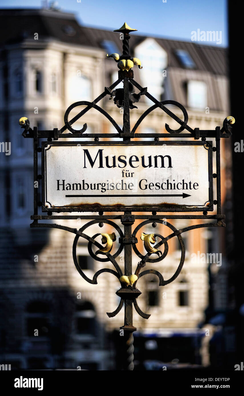 Wegweiser, Weg, um das Hamburgmuseum, Hamburg Stockfoto