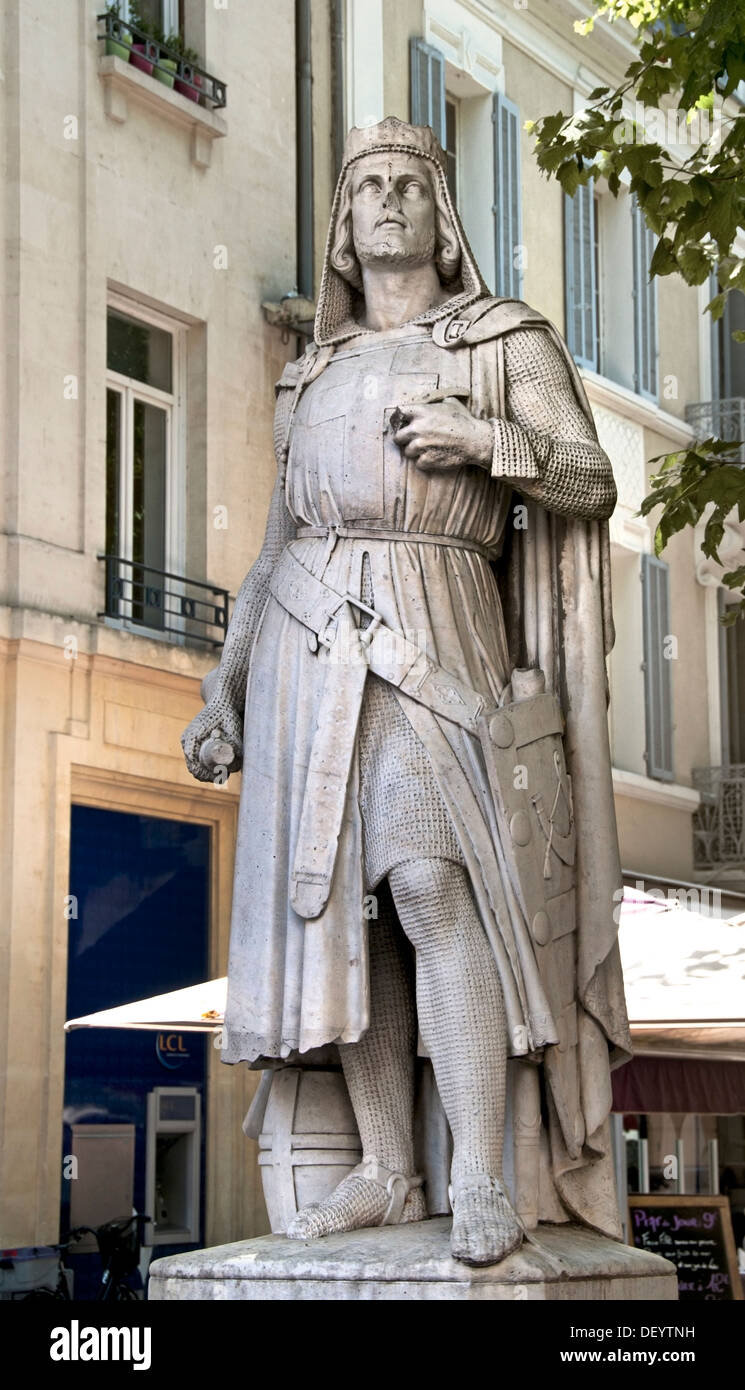 Statue Raimbaut II Graf von Orange auf Place Clemenceau Frankreich Französisch (die Belagerung von Antiochia ersten Kreuzzug 1097) Stockfoto