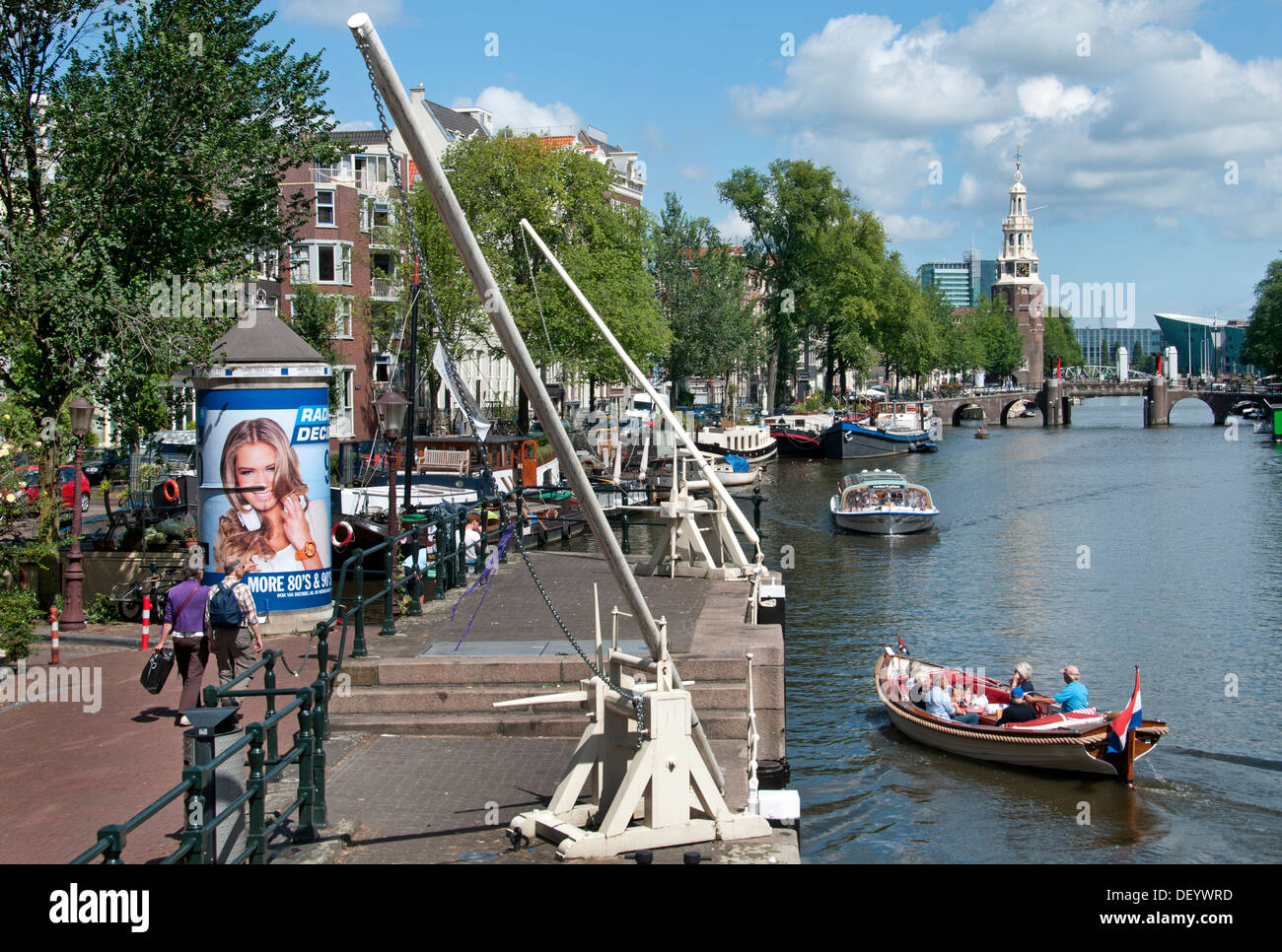 Oudeschans Amsterdam Niederlande Canal Boat House Stockfoto