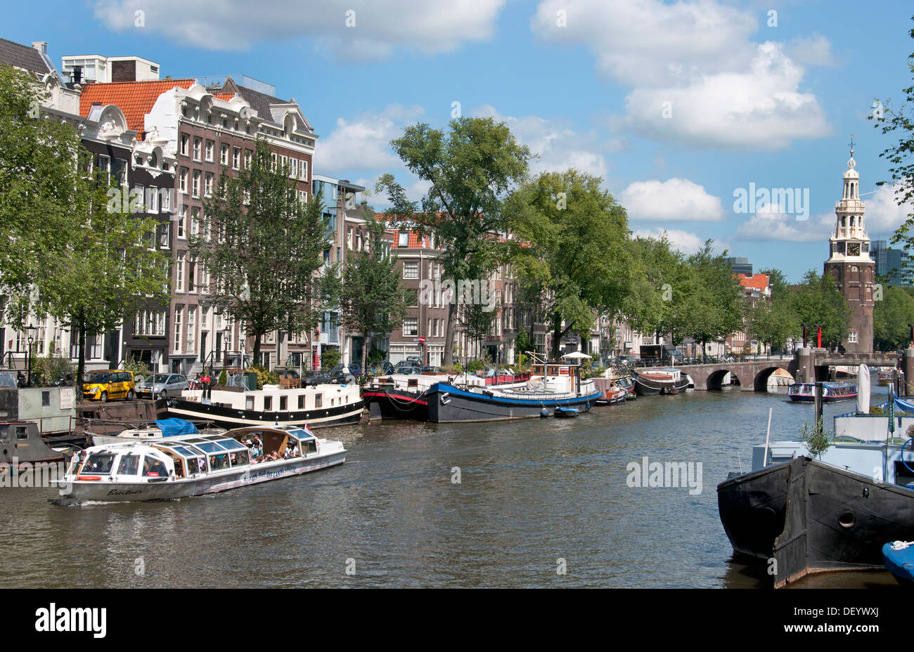 Oudeschans Amsterdam Niederlande Canal Boat House Stockfoto