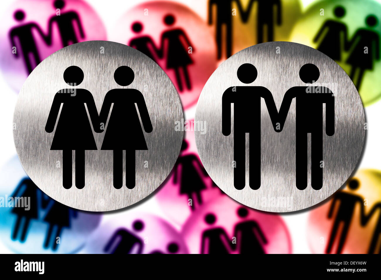 Piktogramme von gleichgeschlechtlichen Paaren, symbolisches Bild für die gleichgeschlechtliche Ehe, Deutschland Stockfoto