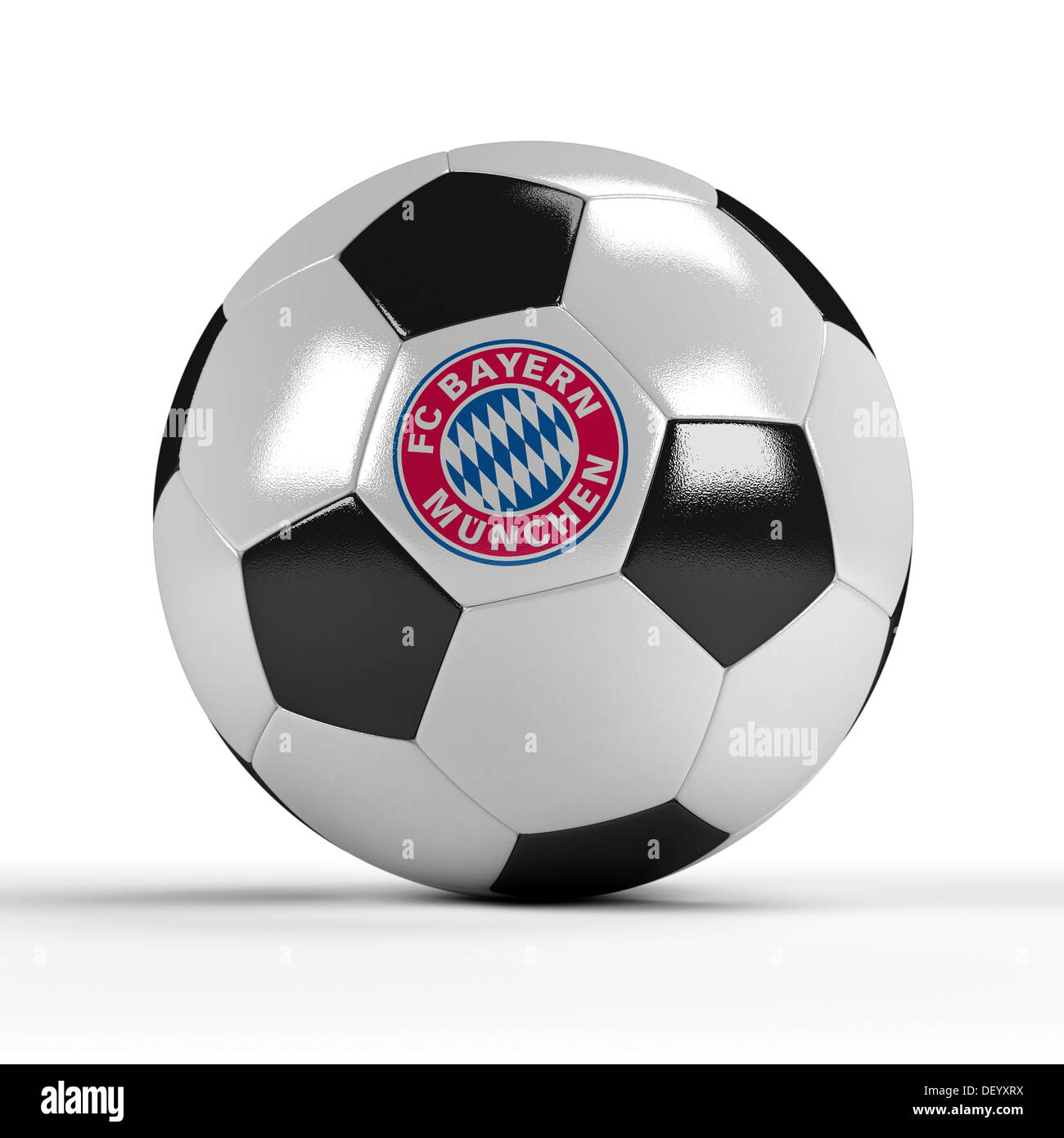 Fußball mit dem Logo des FC Bayern München Stockfoto