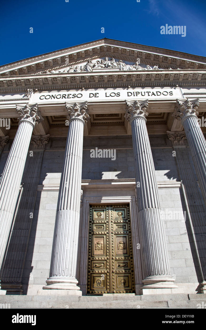 Cortes Generales, Parlamentsgebäude, in Madrid, Spanien, Europa Stockfoto