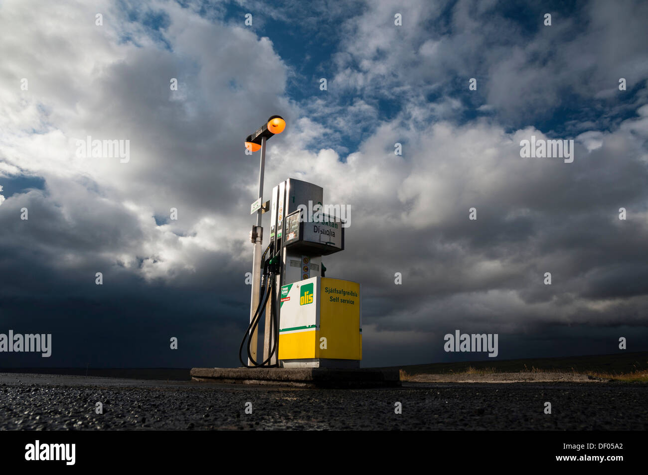 Letzte Tankstelle des Hochlandes Hochland, Hrauneyjar, Island, Europa Stockfoto