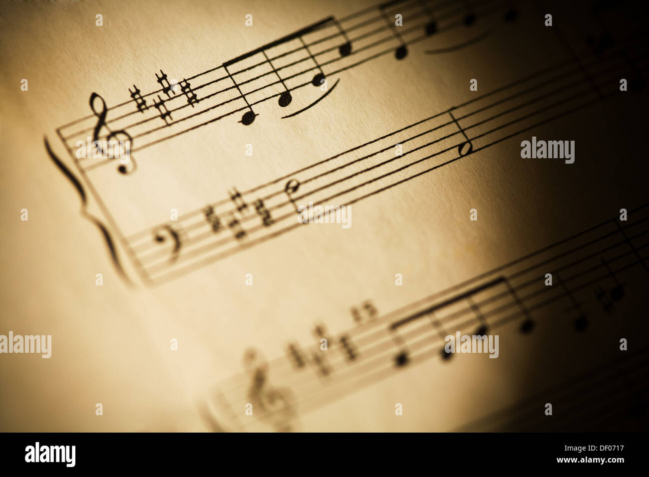 Noten-Detail, Notation aus einer Komposition über 100 Jahre alt. Stockfoto