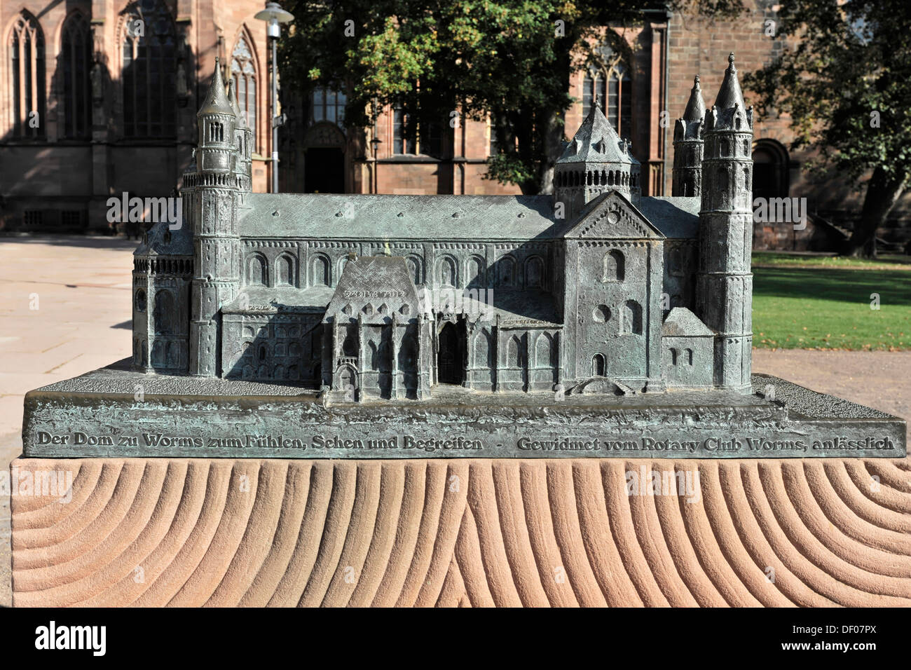 Modell, eine berührbare Wormser Dom, Worms, Rheinland-Pfalz Stockfoto